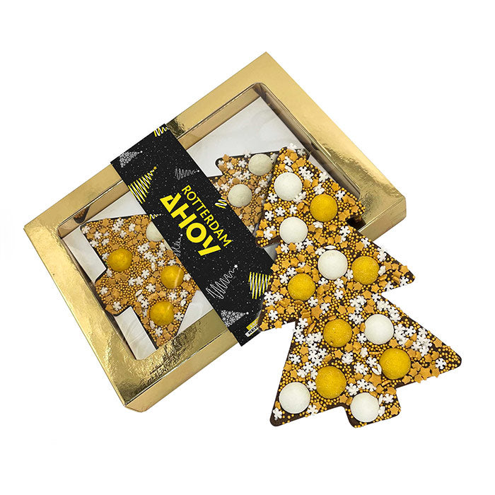 Chocoladetablet Kerstboom Goud personaliseren (190 gram)
