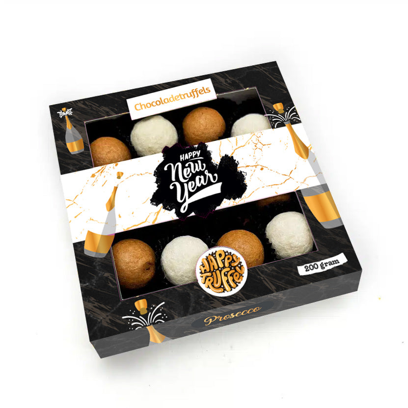 Chocoladetruffels - Prosecco - "Happy New Year" (12 truffels) 200 gram