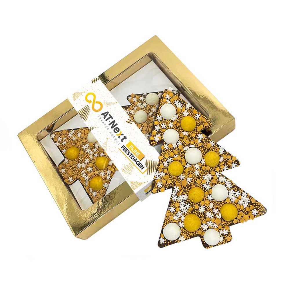 Chocoladetablet Kerstboom Goud personaliseren (190 gram)
