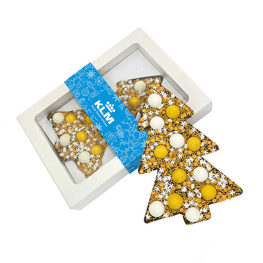Chocoladetablet Kerstboom Goud personaliseren (190 gram) [wikkel editie]