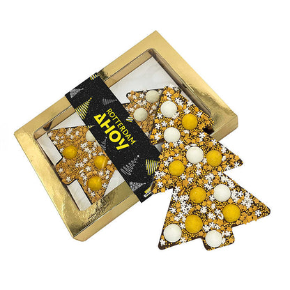 Chocoladetablet Kerstboom Goud personaliseren (190 gram)