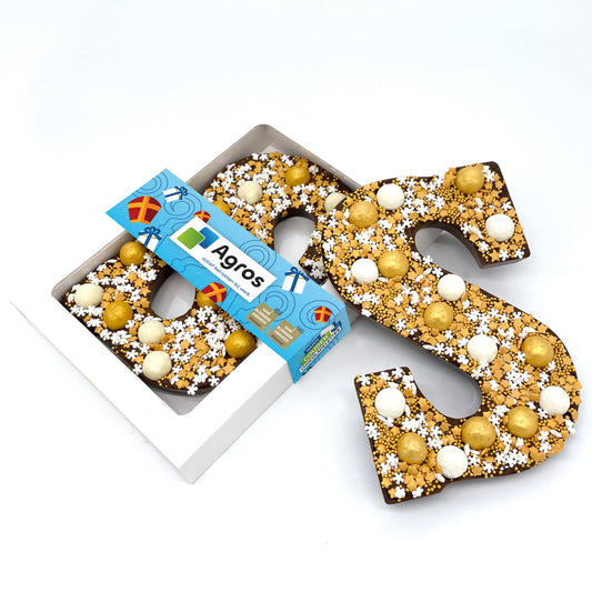 Chocolade Happy Chocoladeletter goud personaliseren (250 gram) - Melk