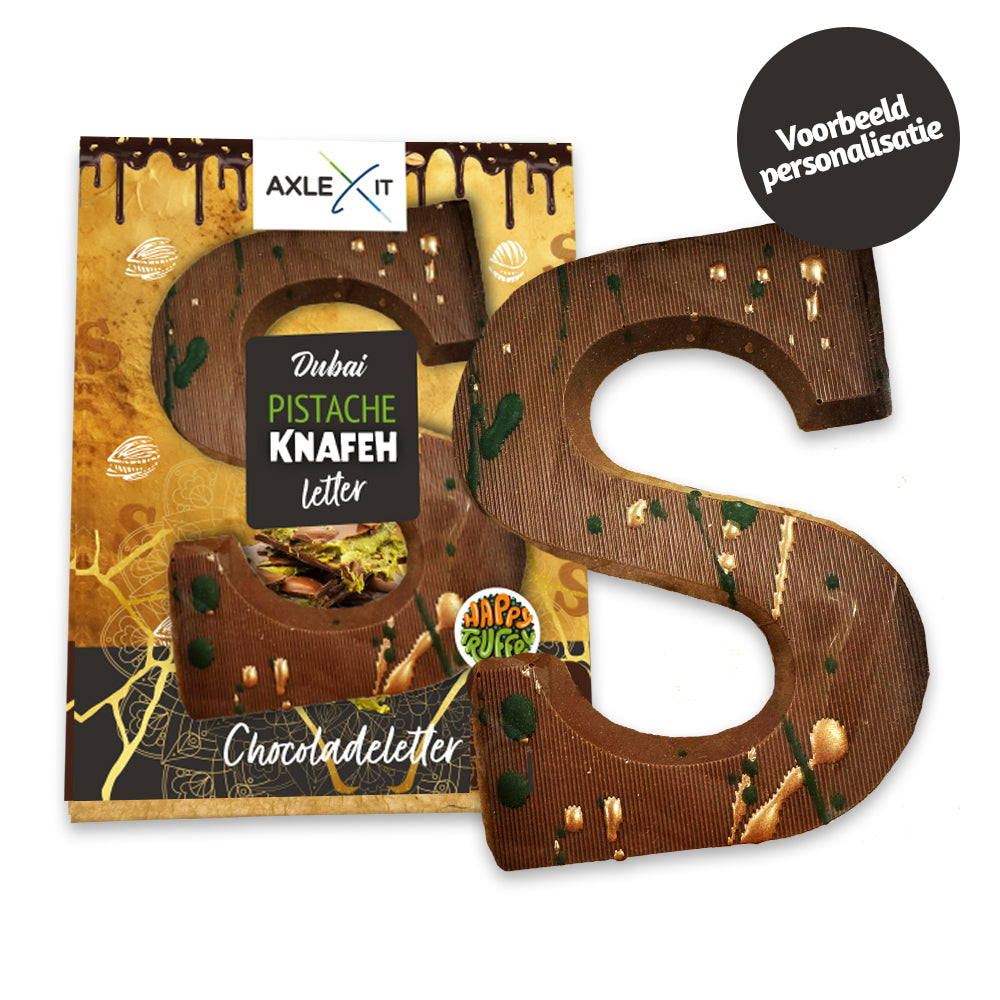 Dubai chocoladeletter (150 gram) personaliseren [Plasticvrij]