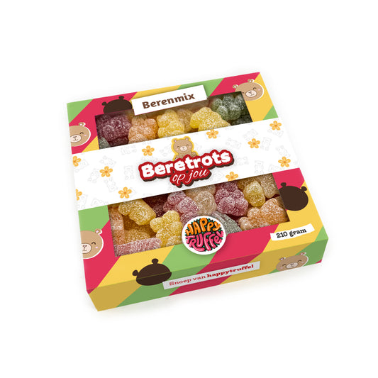 Snoeppakket “Beretrots op jou” zure beren snoep (210 gram) personaliseren
