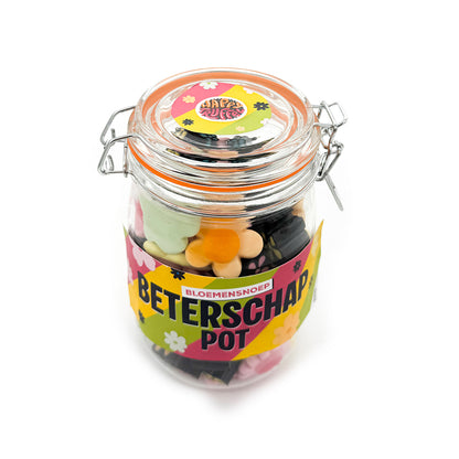 Snoeppot “Beterschap Pot” Bloemen/drop snoep (1000 ml)