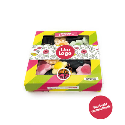 Snoeppakket “Een bloemetje voor jou” Bloemen snoep (210 gram) personaliseren