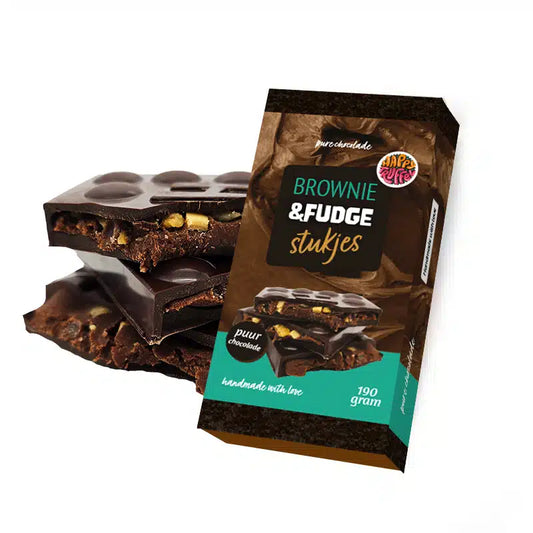 Luxe pure chocoladereep Brownie & fudge stukjes (190 gram)