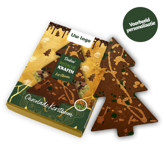 Dubai Knafeh chocolade Kerstboom - Limited Edition (160 gram) personaliseren [Plasticvrij]