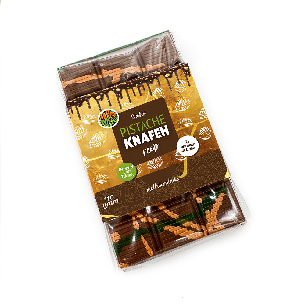 Dubai Pistache Knafeh chocoladereep (melkchocolade) 110 gram personaliseren