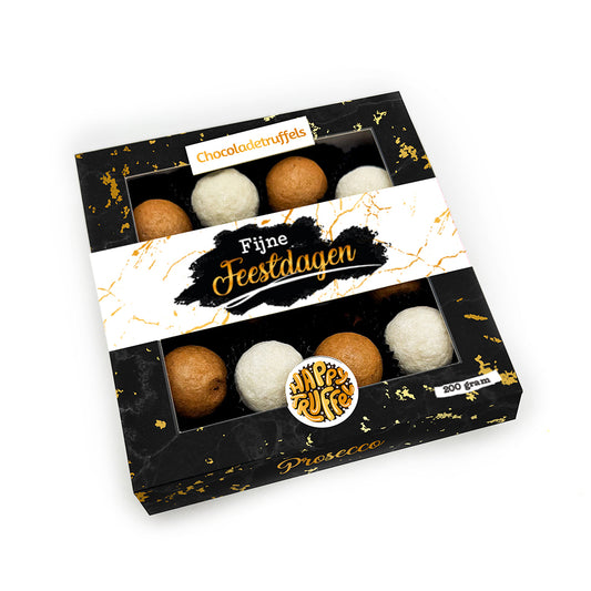 Chocoladetruffels - Prosecco - "Fijne Feestdagen" (12 truffels) 200 gram