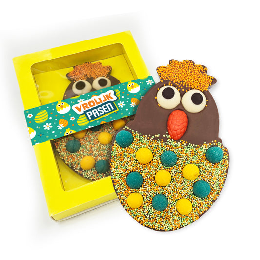 Chocoladetablet HappyChick “Vrolijk Pasen” (limited edition) 190 gram