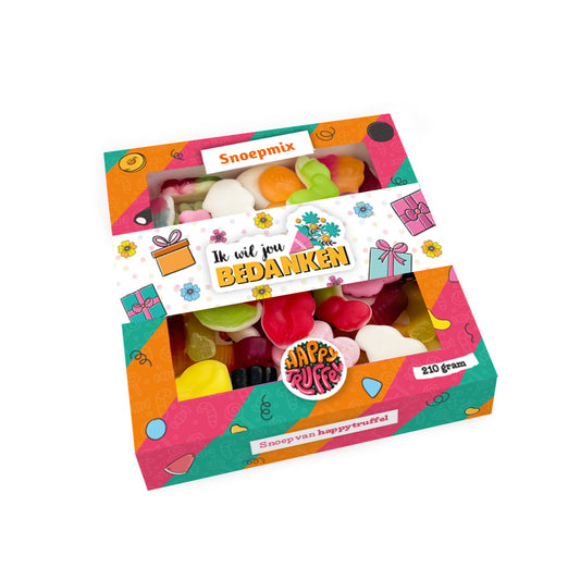 Snoeppakket “Ik wil jou bedanken” mix snoep (210 gram) personaliseren