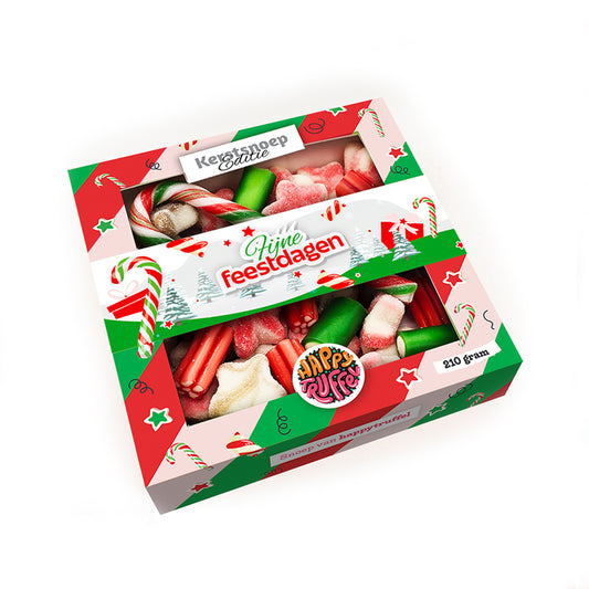 Snoeppakket “Fijne feestdagen” mix snoep (210 gram) personaliseren - Limited Edition