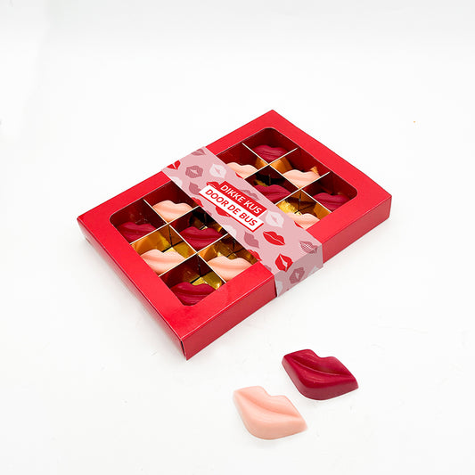 Chocolade Happy kusjes "Dikke kus door de bus" (15 lipjes)