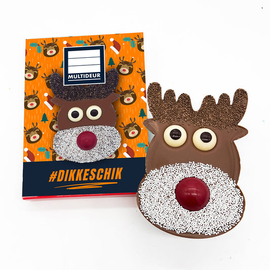 Chocolade Rendier "Merry Christmoose" personaliseren (200 gram)