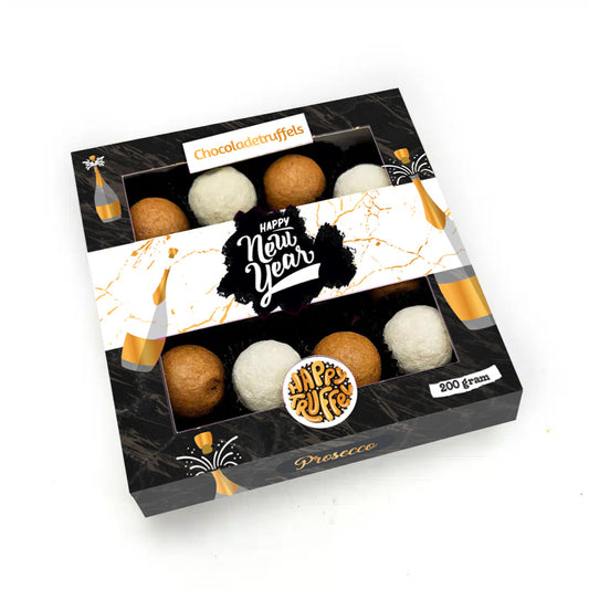 Chocoladetruffels - Prosecco - "Happy New Year" (12 truffels) 200 gram
