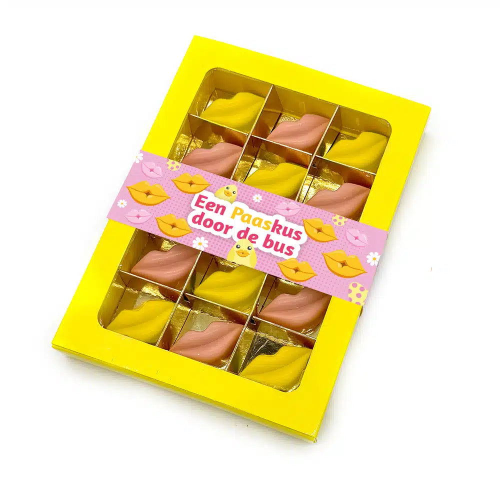 Paaskusjes chocolade "Een Paaskus door de bus" (15 lipjes)