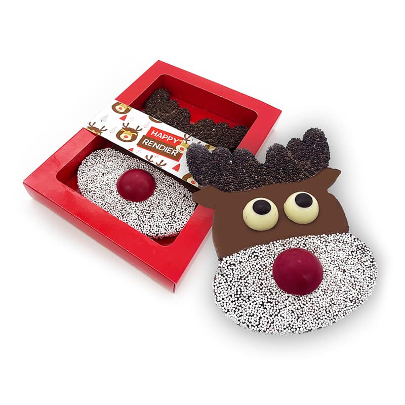 Chocolade Rendier "Merry Christmoose" personaliseren (200 gram)