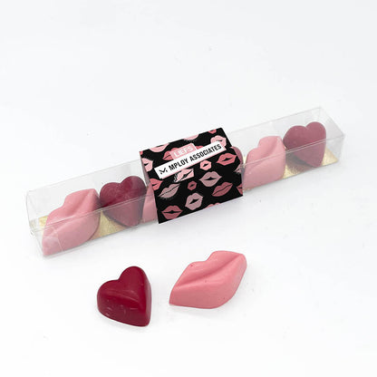 Chocolade 6 kusjes/hartjes personaliseren (85 gram)