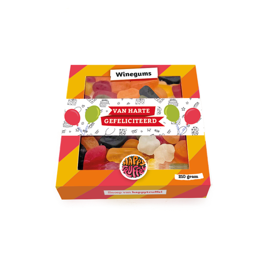Snoeppakket “Van harte gefeliciteerd” winegums (210 gram)